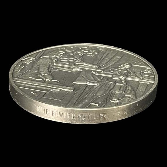 Vintage Medal History of Colonial America Pewter Coin John Culpeper Trial - Picture 3 of 3